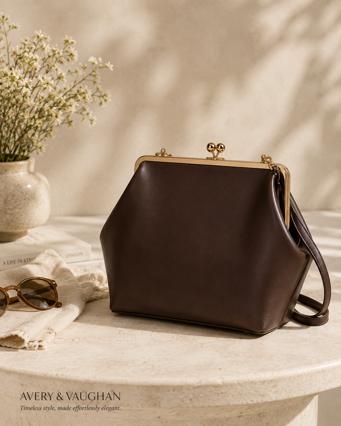 The Kensington Frame Bag | Structured Chocolate Brown Handbag