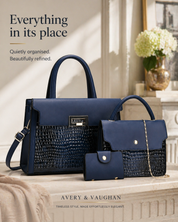Kinsley - Navy Structured Handbag Set