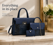 Kinsley - Navy Structured Handbag Set