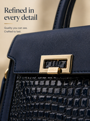 Kinsley - Navy Structured Handbag Set