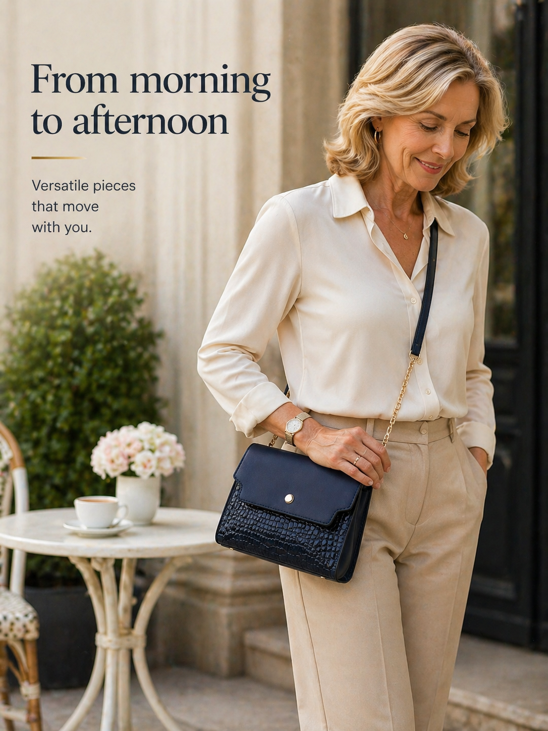Kinsley - Navy Structured Handbag Set
