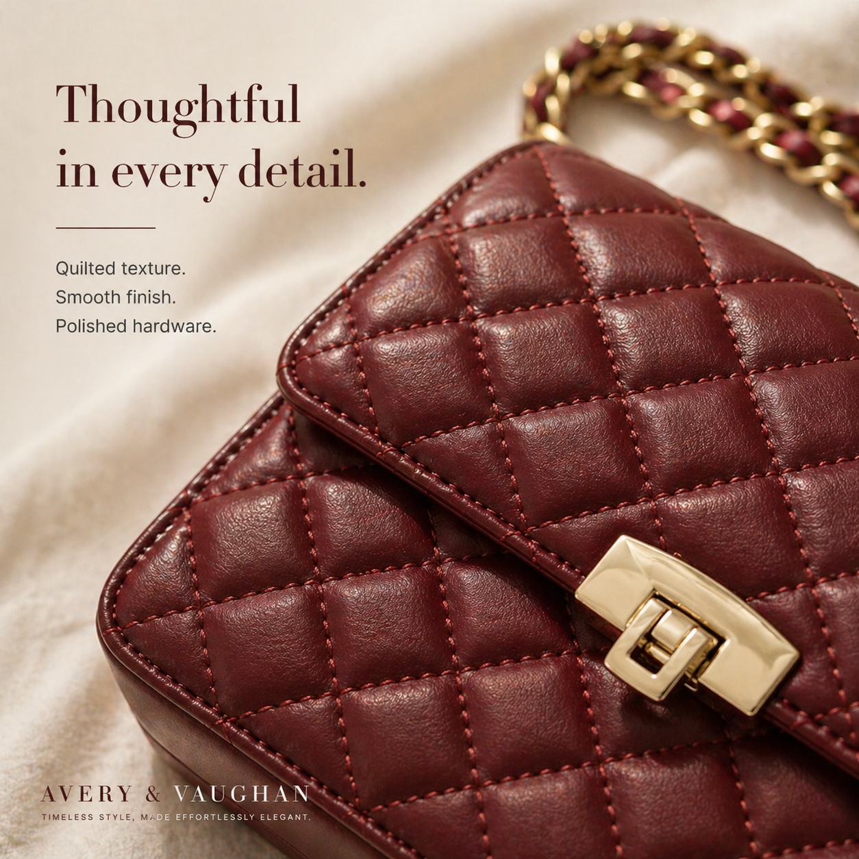 Ruby - Quilted Burgundy Shoulder Bag