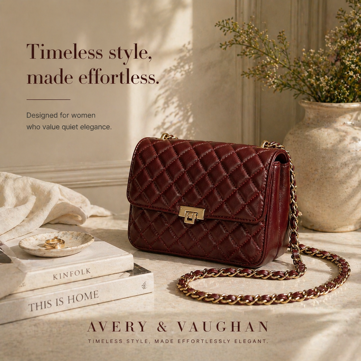 Ruby - Quilted Burgundy Shoulder Bag