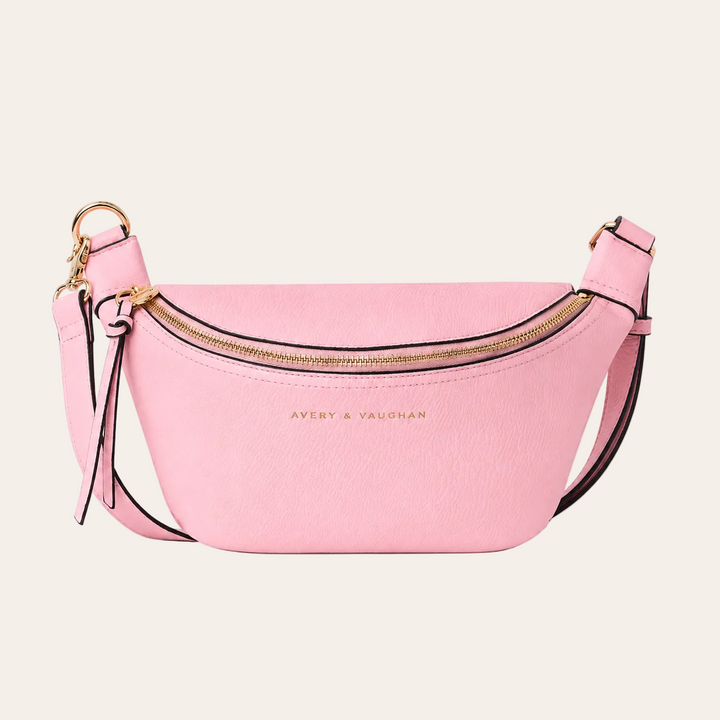 The Kensington Crescent Crossbody Bag - Peony Pink