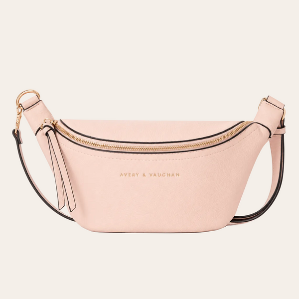 The Kensington Crescent Crossbody Bag - Blush-Saffiano
