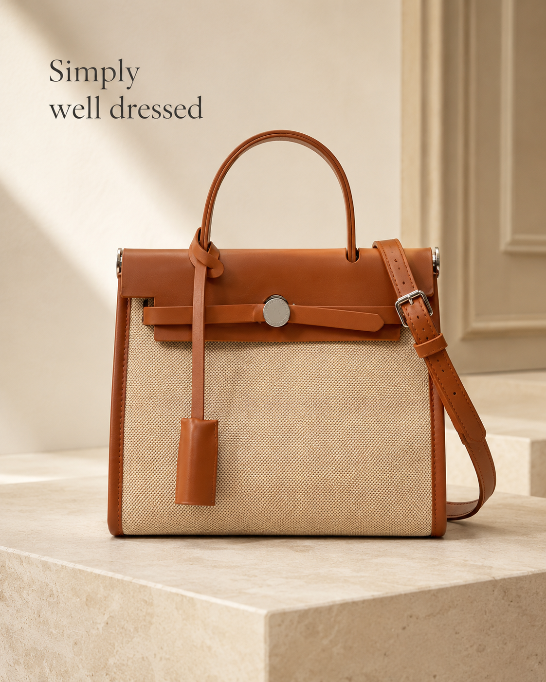 The Kensington Canvas Tote | Structured Neutral Handbag