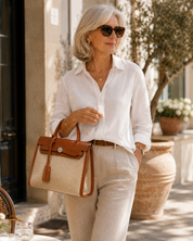 The Kensington Canvas Tote | Structured Neutral Handbag
