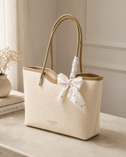 The Cambridge Embossed Tote – Cream Textured Everyday Handbag