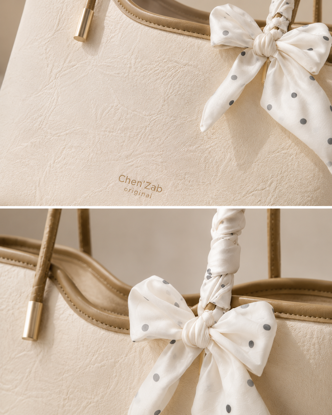 The Cambridge Embossed Tote – Cream Textured Everyday Handbag