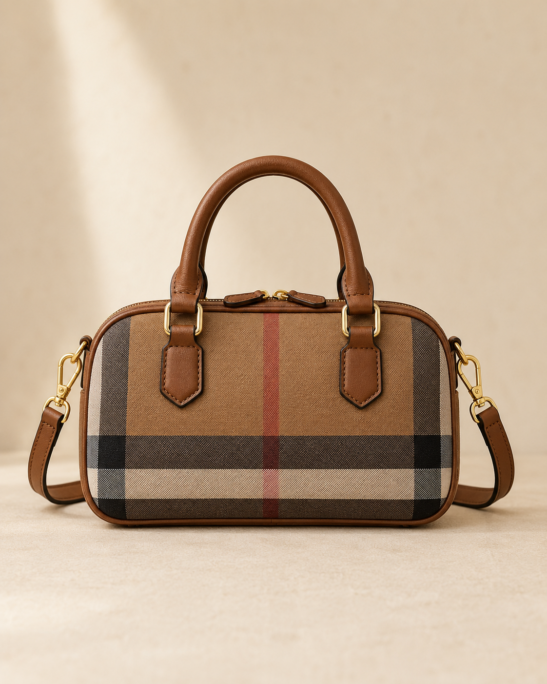 The Kensington Mini Barrel Bag – Heritage Plaid Crossbody Handbag