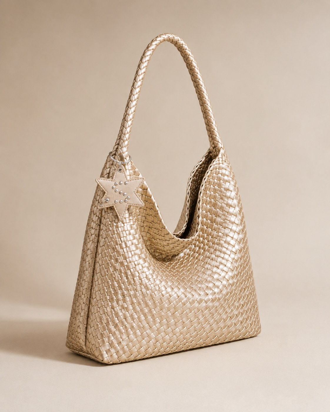 The Verona Woven Hobo – Champagne Gold