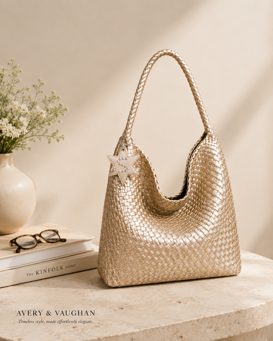 The Verona Woven Hobo – Champagne Gold