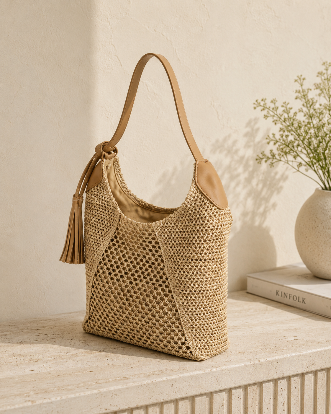The Amalfi Woven Hobo | Natural Raffia Shoulder Bag