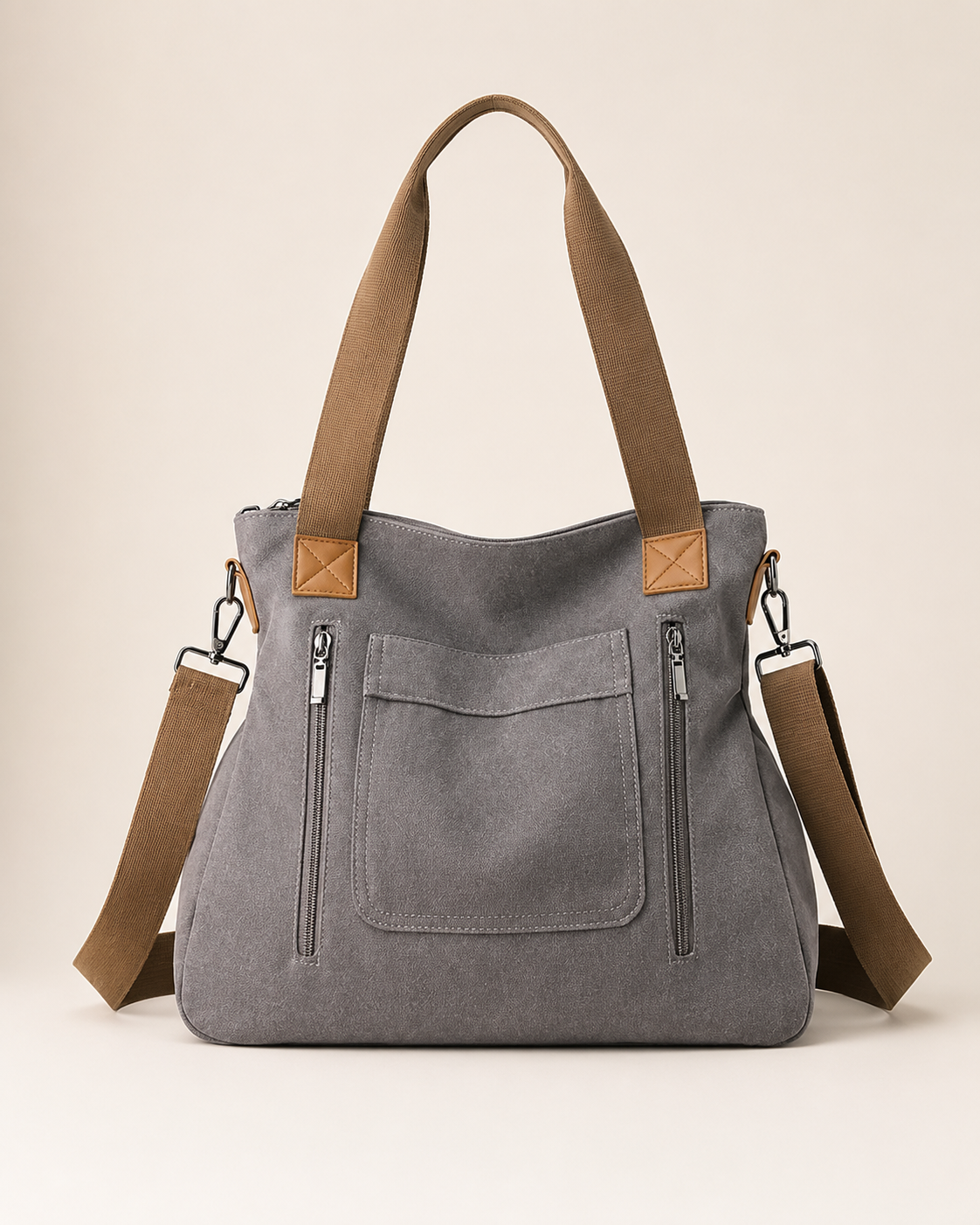 The Ashford Everyday Tote | Soft Grey Utility Shoulder Bag