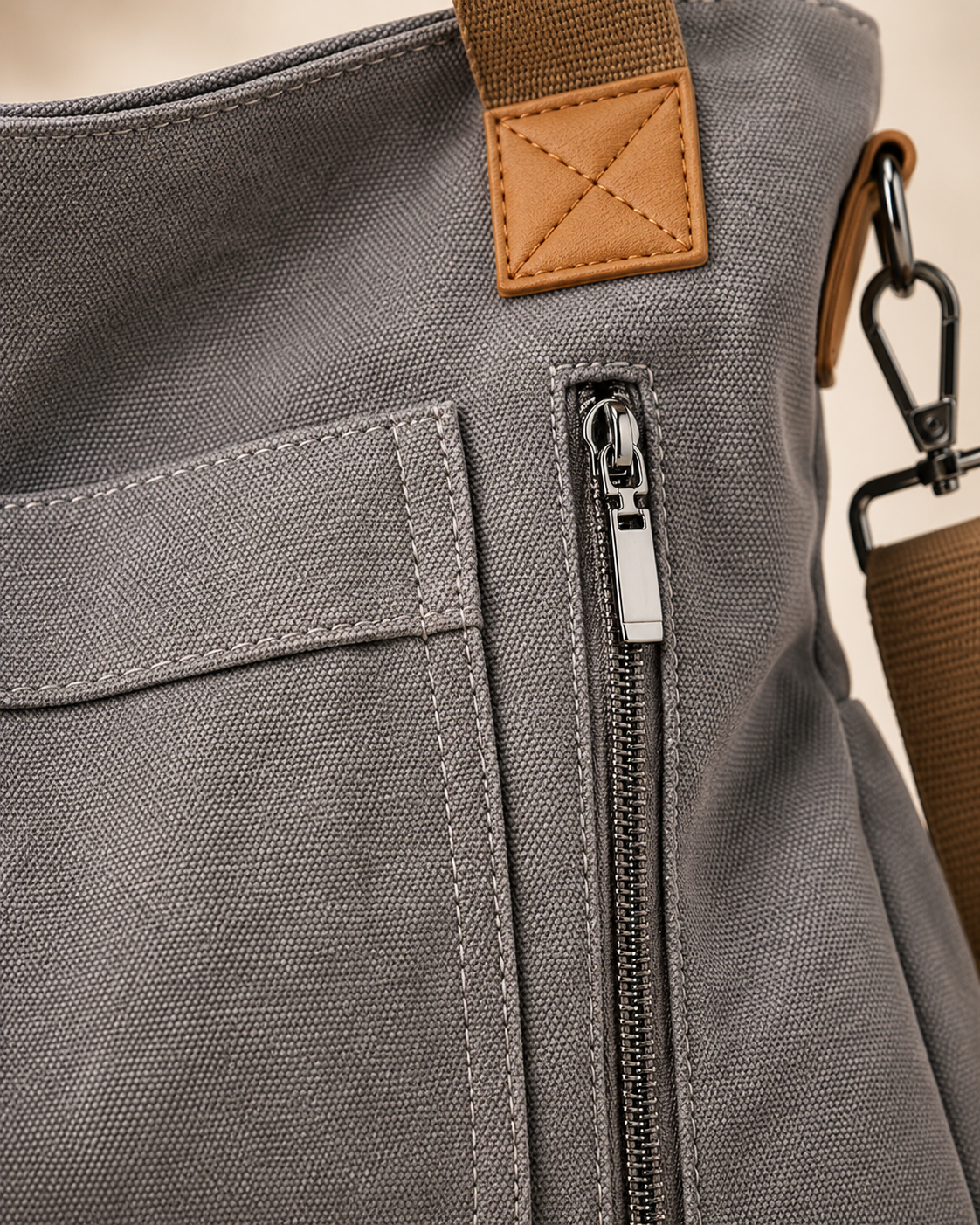 The Ashford Everyday Tote | Soft Grey Utility Shoulder Bag