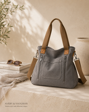 The Ashford Everyday Tote | Soft Grey Utility Shoulder Bag