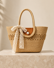 The Capri Lace Market Tote – Woven Straw Shoulder Bag