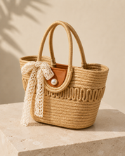The Capri Lace Market Tote – Woven Straw Shoulder Bag