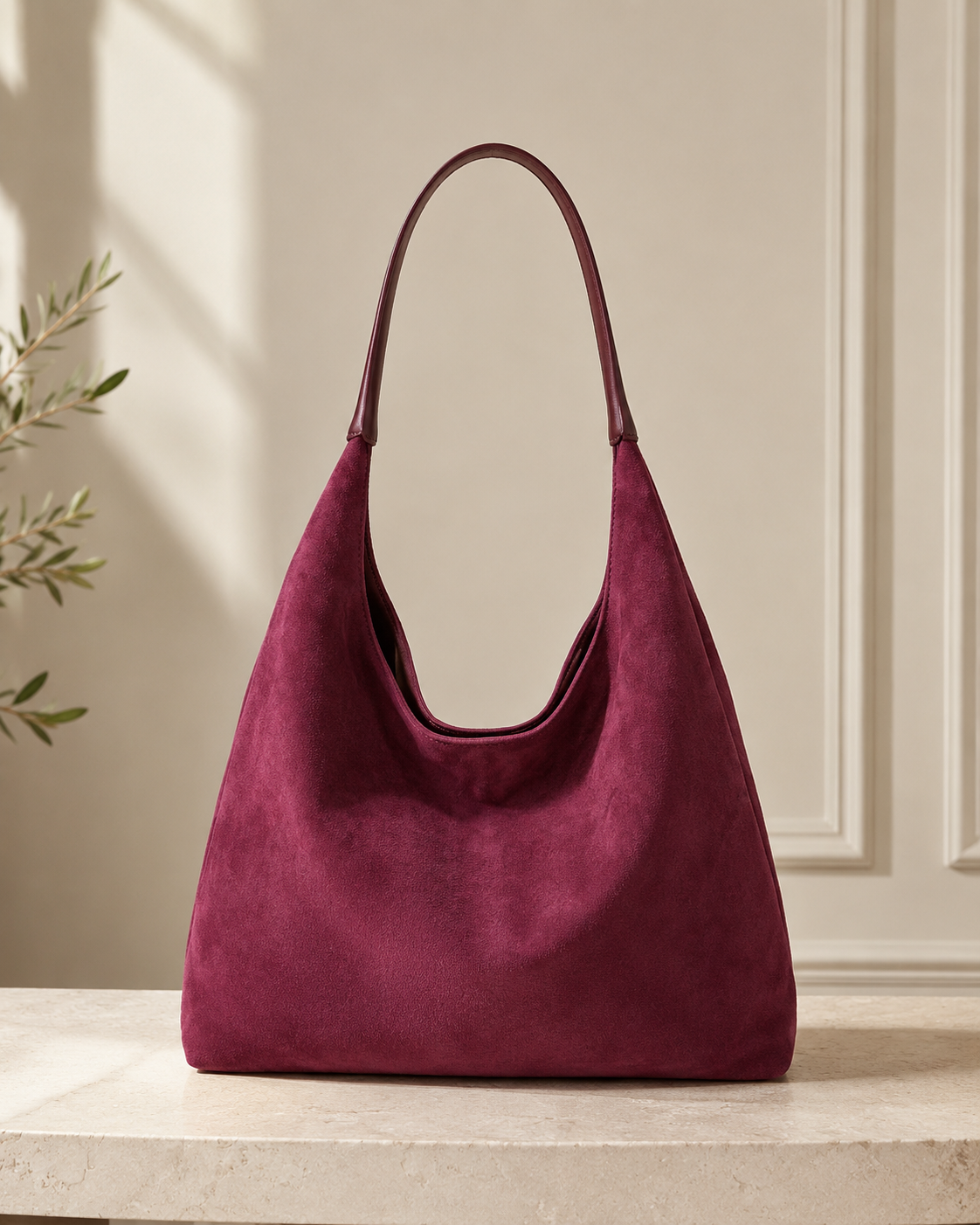 The Windsor Suede Hobo Bag – Burgundy