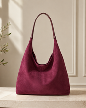 The Windsor Suede Hobo Bag – Burgundy