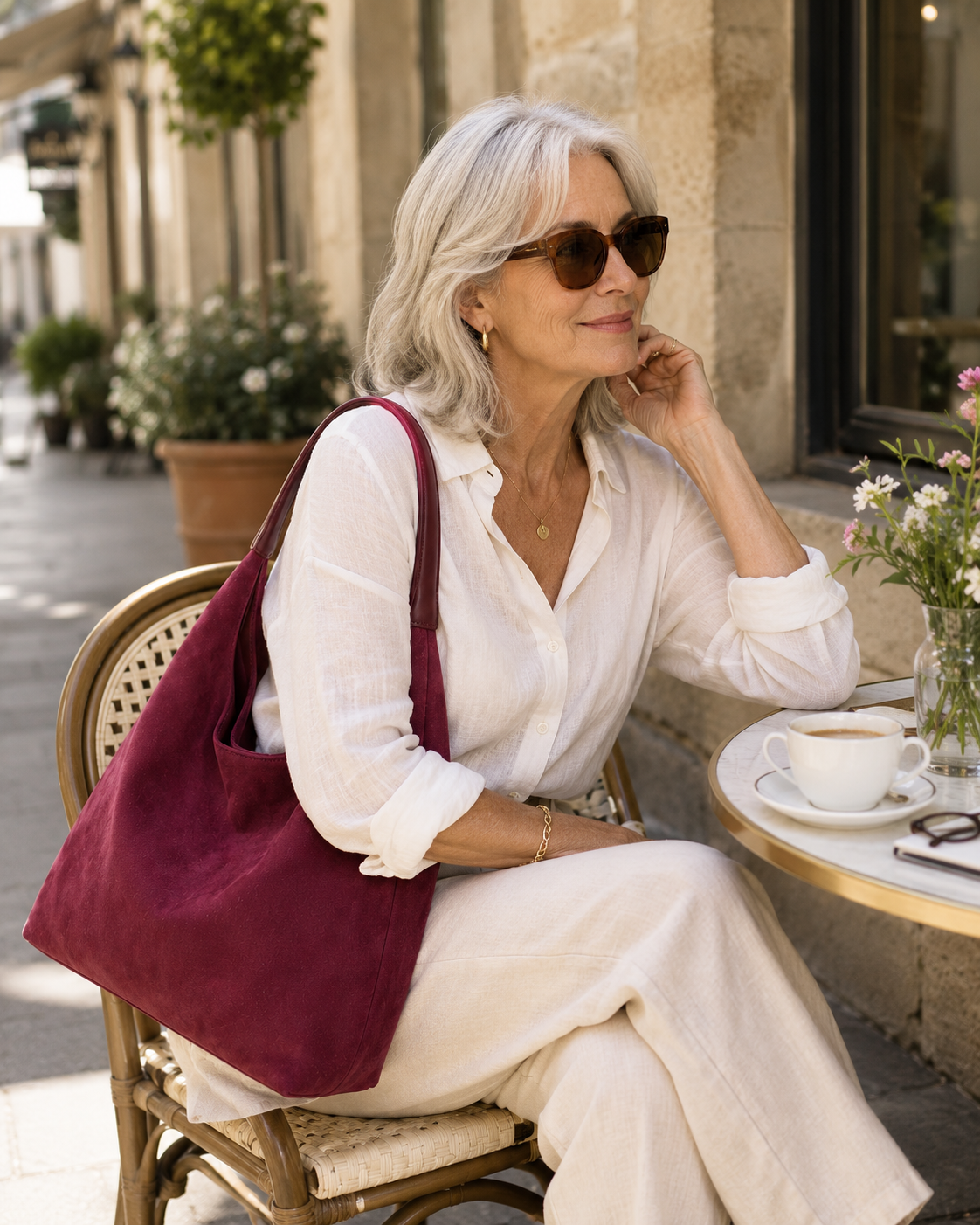 The Windsor Suede Hobo Bag – Burgundy