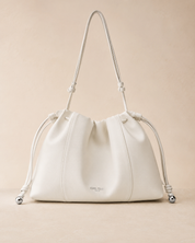 The Camellia Drawstring Shoulder Bag – Soft Ivory