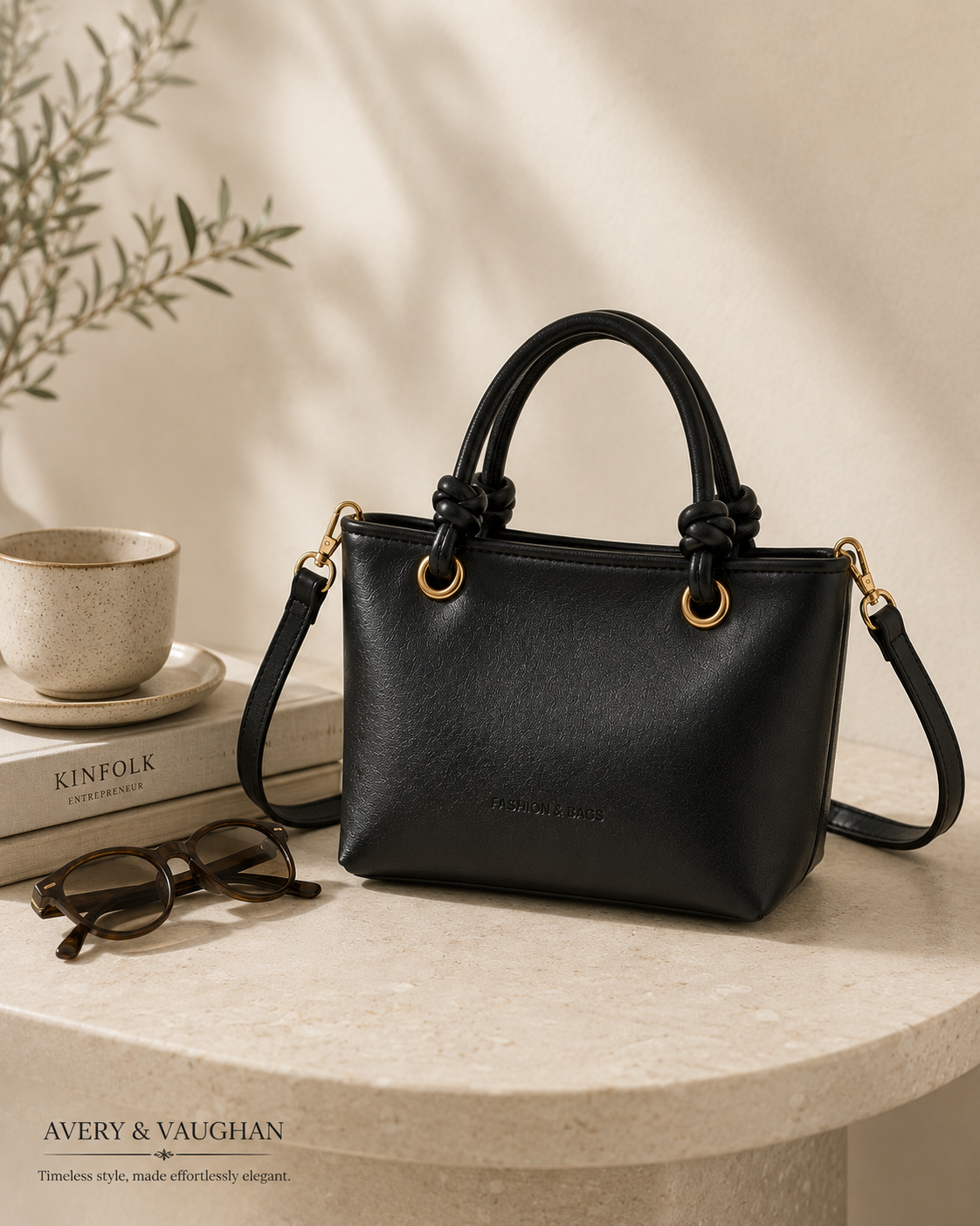 The Mayfair Mini Tote | Elegant Black Structured Handbag