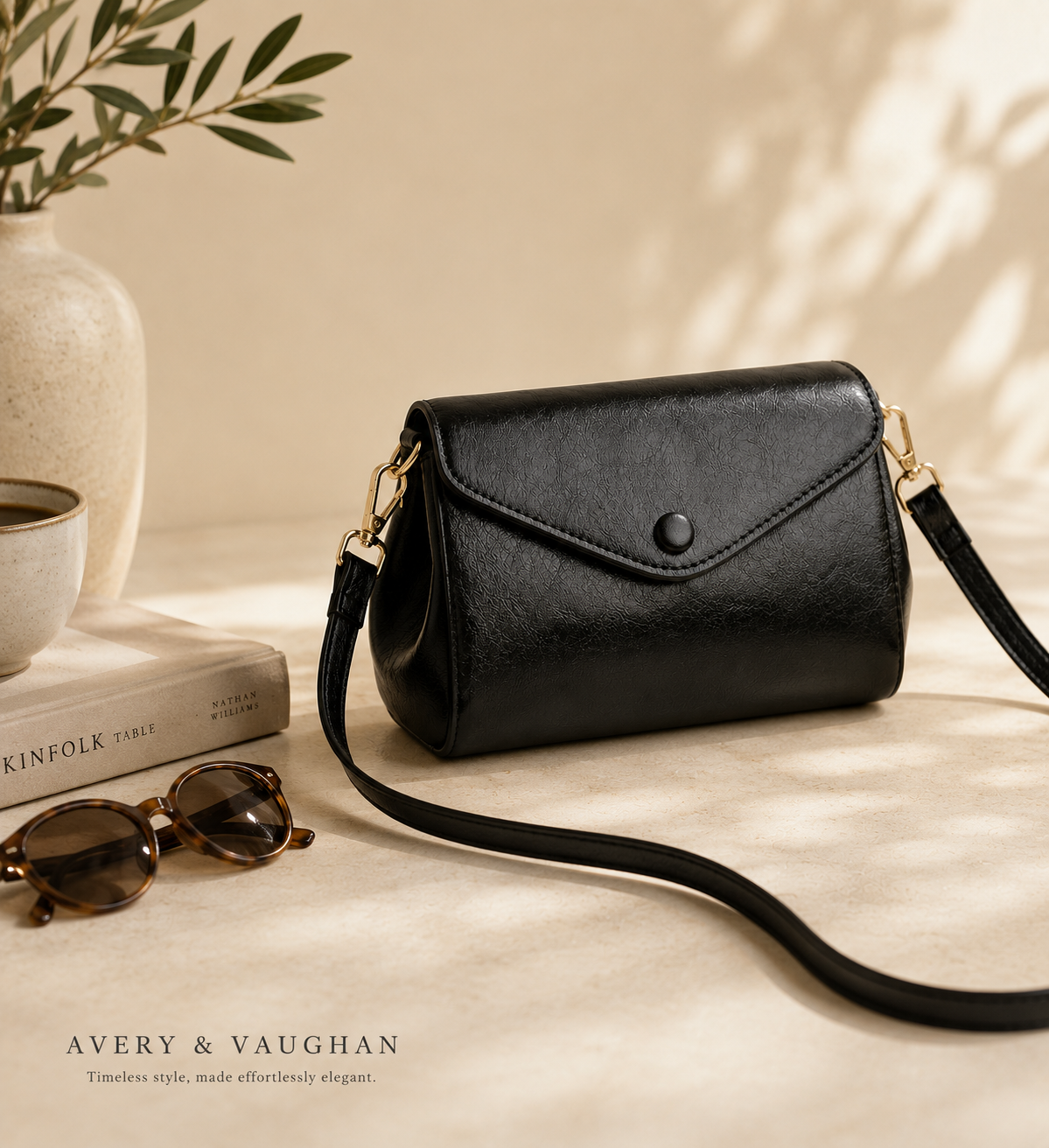 The Kensington Envelope Crossbody – Timeless Black Crossbody Bag