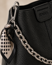 The Kensington Chain Bucket Bag – Black Pebbled Leather-Look Shoulder Bag