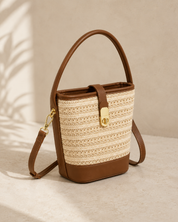 The Capri Woven Bucket Bag | Straw Top Handle Crossbody