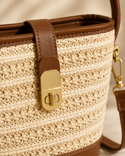 The Capri Woven Bucket Bag | Straw Top Handle Crossbody