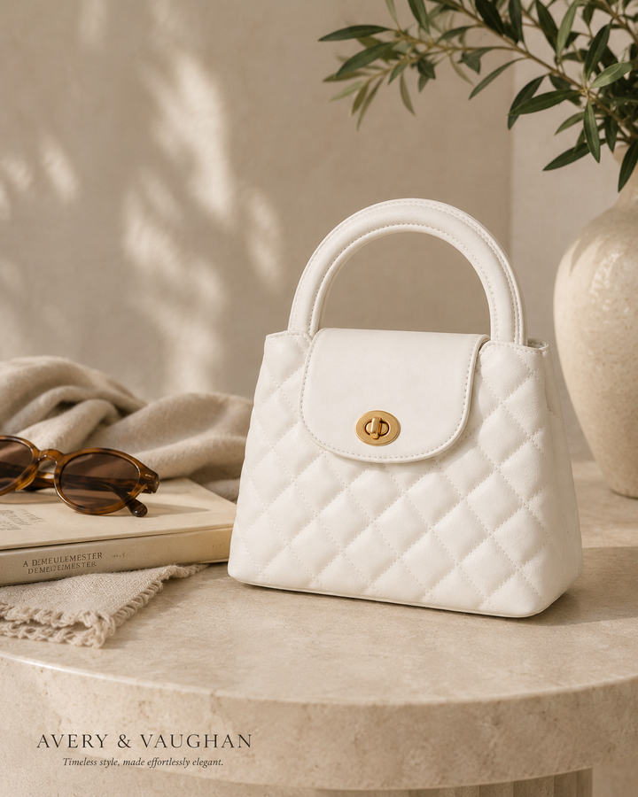 The Kensington Quilted Top Handle Bag | Elegant Structured Handbag