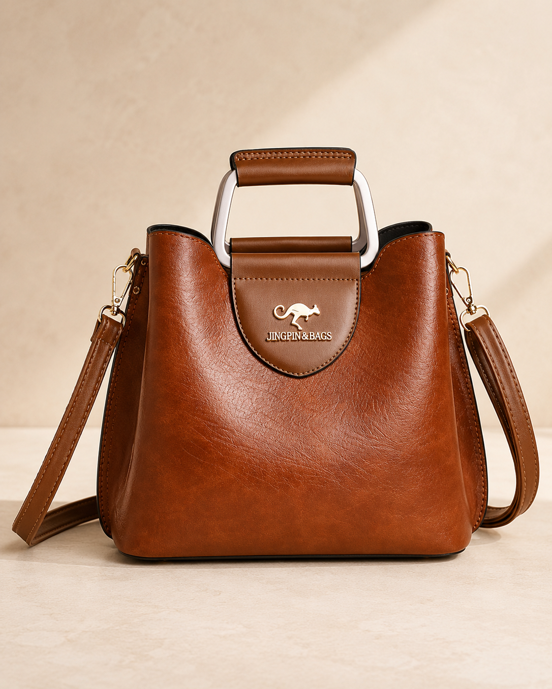 The Kensington Cognac Top Handle Bag | Elegant Everyday Handbag