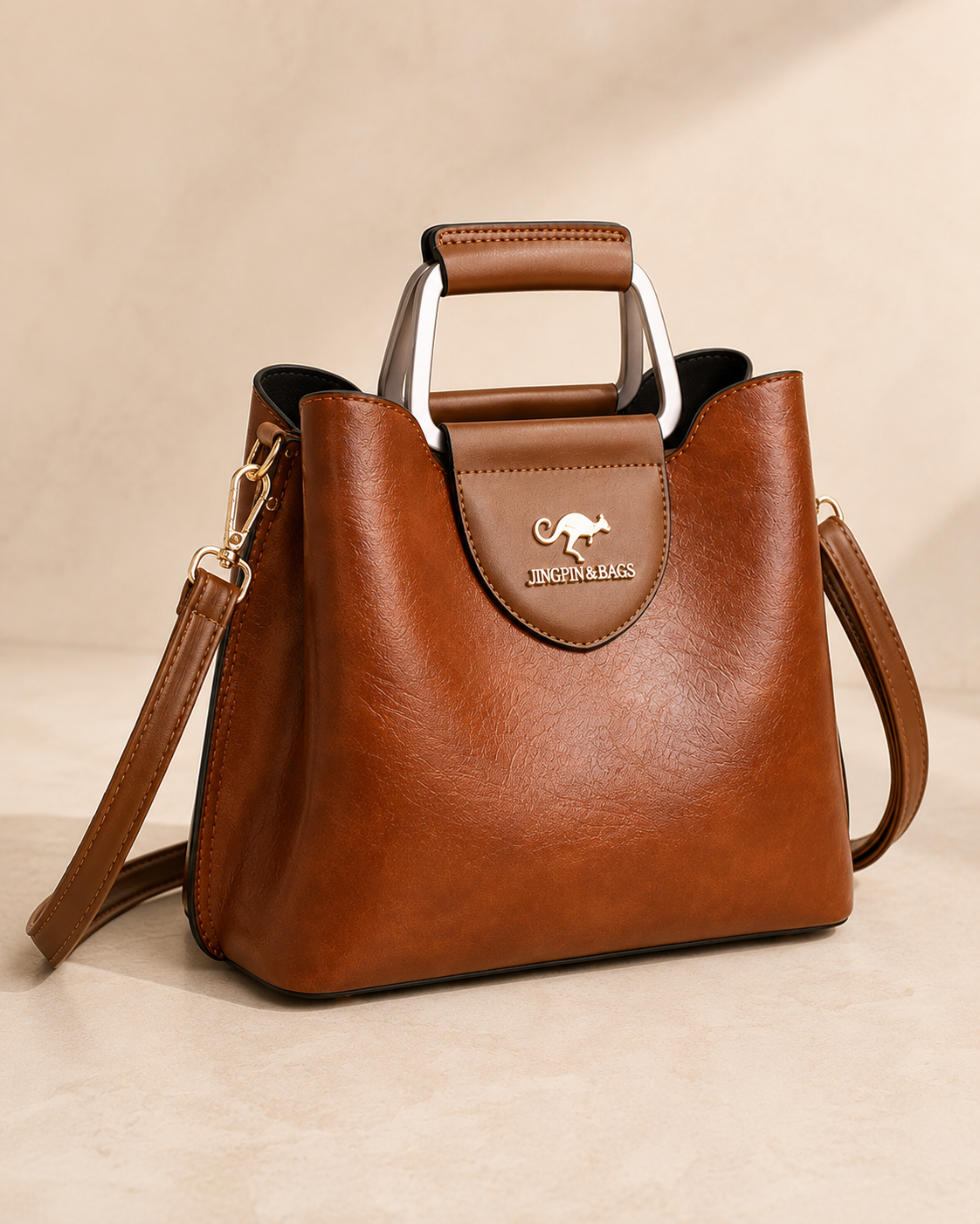 The Kensington Cognac Top Handle Bag | Elegant Everyday Handbag