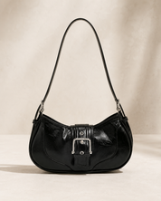 Kensington Buckle Shoulder Bag – Black