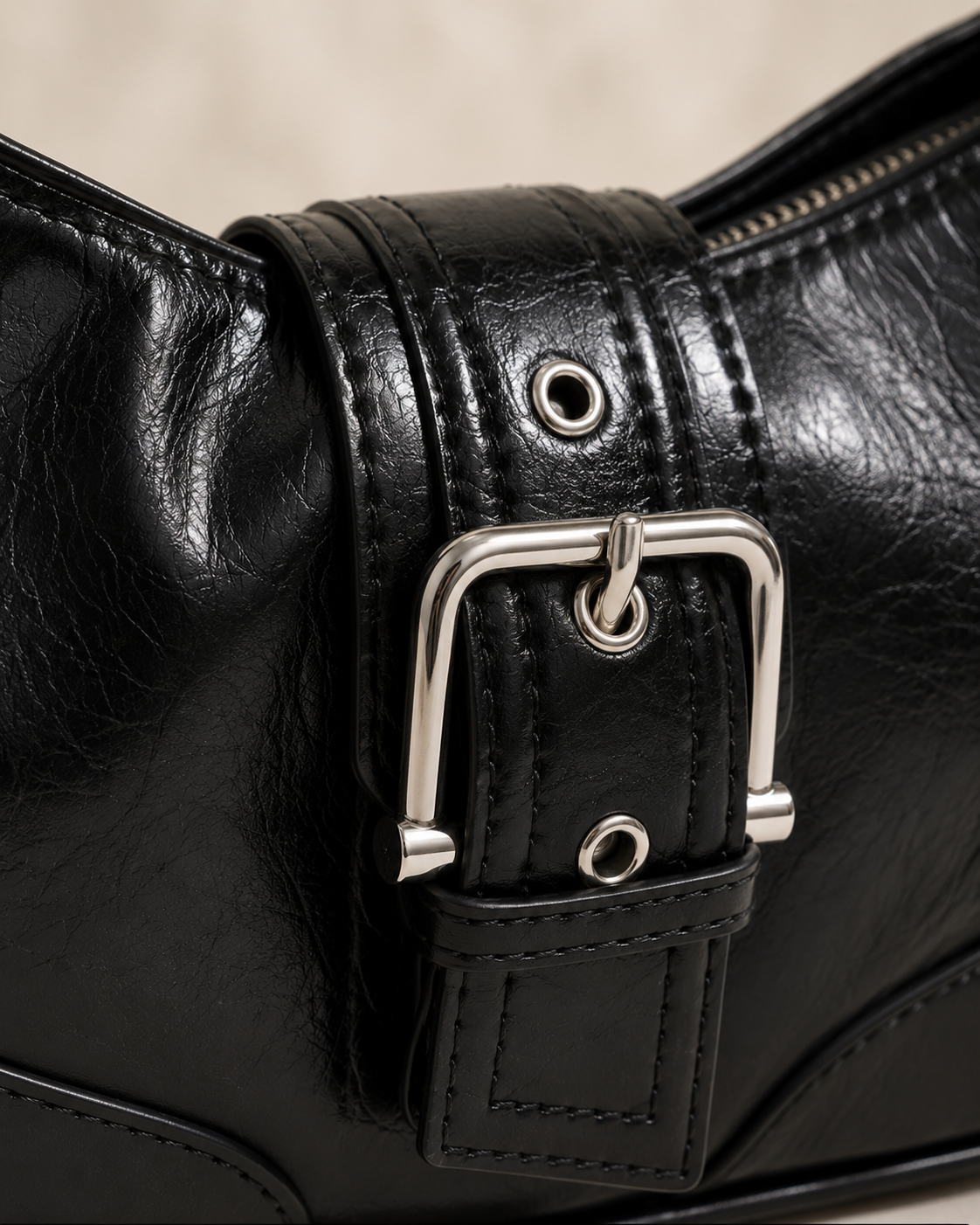 Kensington Buckle Shoulder Bag – Black