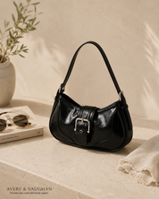 Kensington Buckle Shoulder Bag – Black