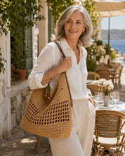 The Capri Woven Carryall | Natural Raffia-Style Shoulder Tote