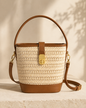 The Siena Woven Bucket Bag | Straw Crossbody Handbag