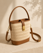 The Siena Woven Bucket Bag | Straw Crossbody Handbag