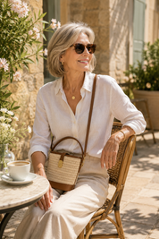 The Siena Woven Bucket Bag | Straw Crossbody Handbag