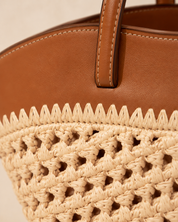 The Capri Woven Market Tote | Handwoven Straw & Tan Leather Tote Bag