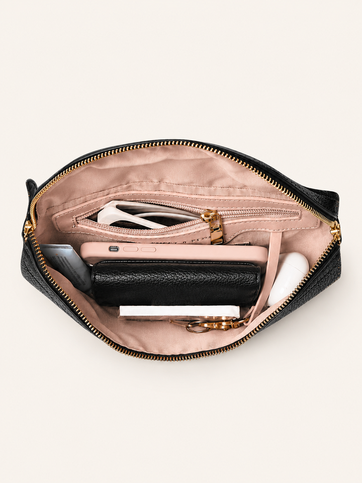The Kensington Crescent Crossbody Bag - Black