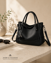 The Kensington Everyday Tote – Black Pebbled Shoulder Bag