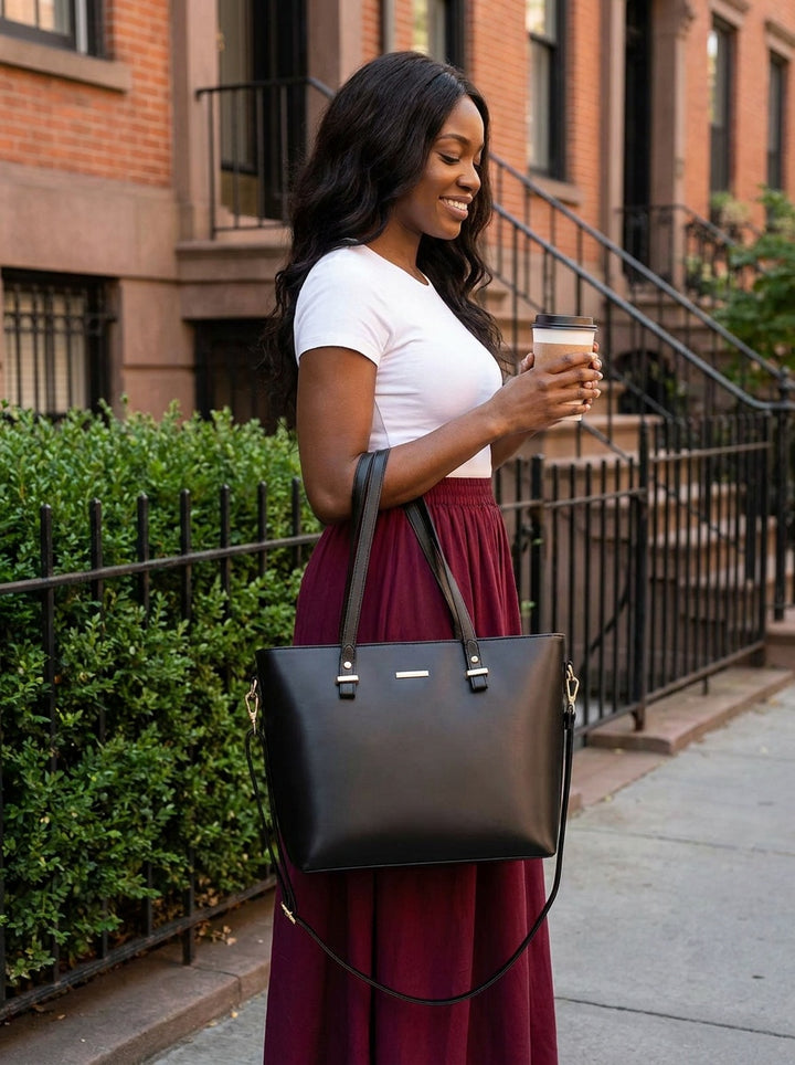 The Charlotte Tote – Elegant Everyday Carryall - Black