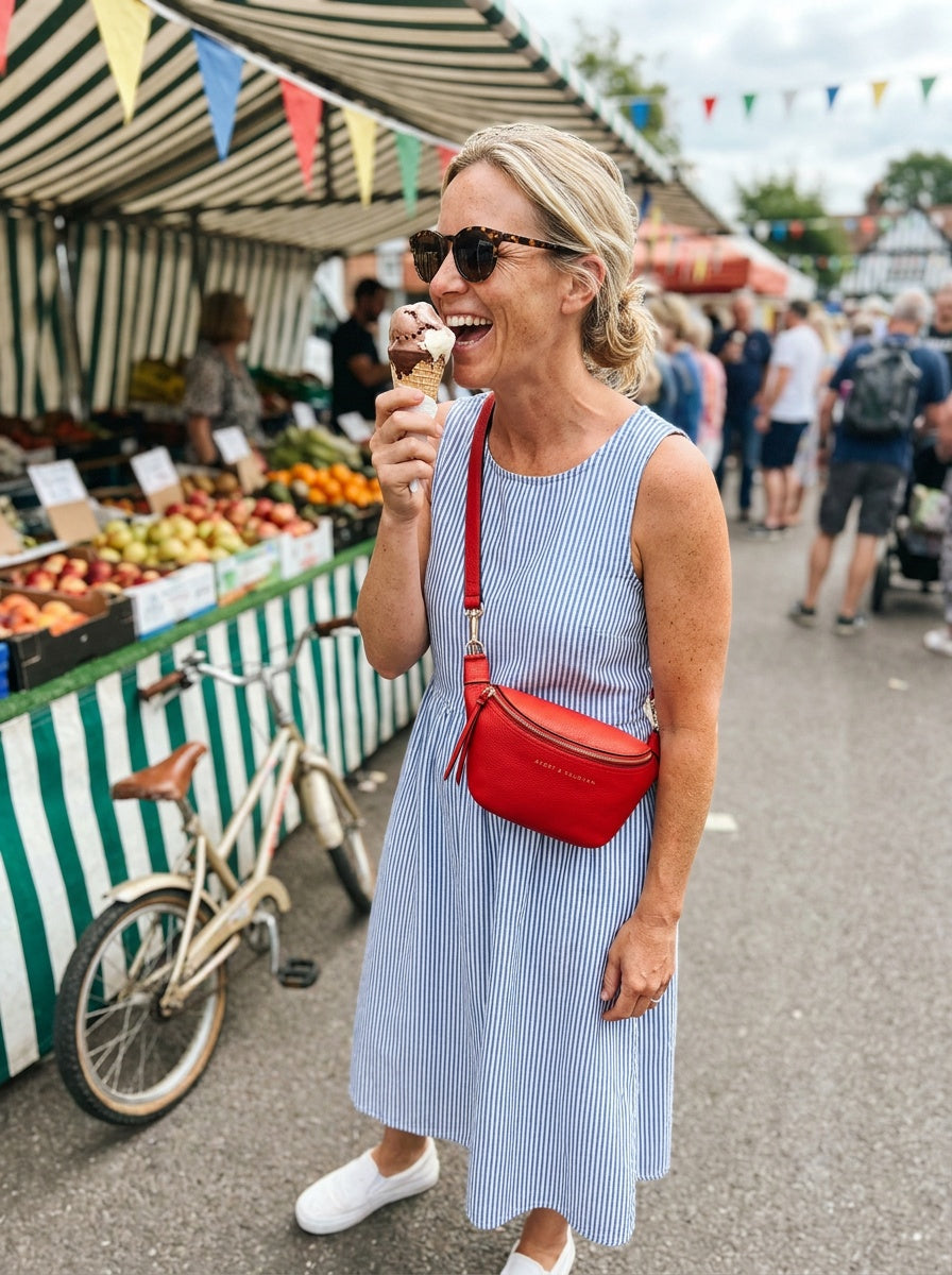 The Kensington Crescent Crossbody Bag - Red