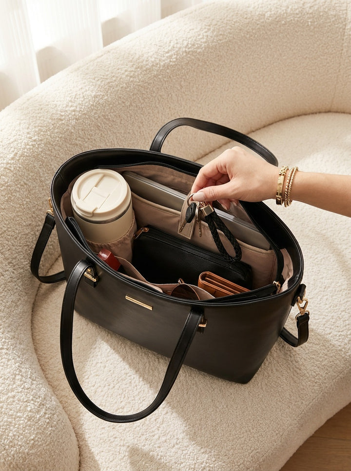 The Charlotte Tote – Elegant Everyday Carryall - Black