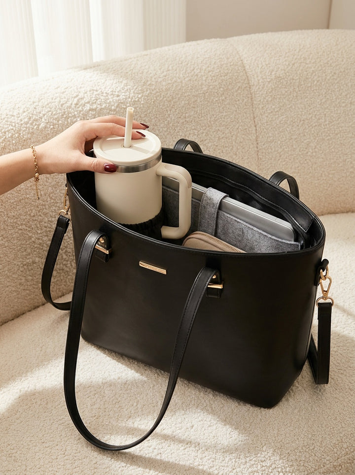 The Charlotte Tote – Elegant Everyday Carryall - Black
