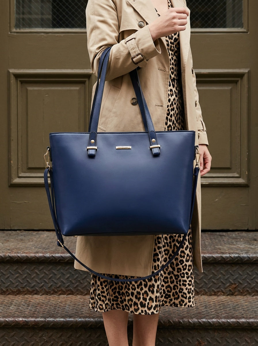 The Charlotte Tote – Elegant Everyday Carryall - Navy