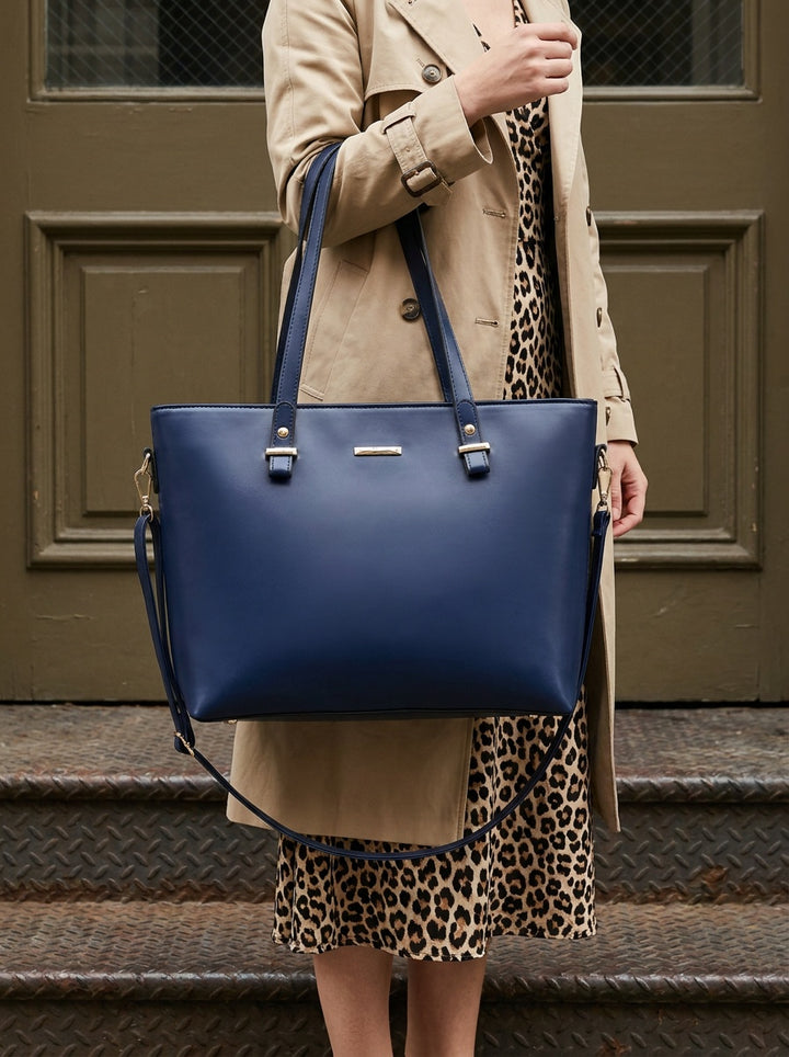 The Charlotte Tote – Elegant Everyday Carryall - Navy
